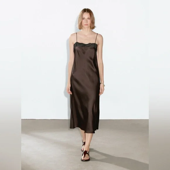 MASSIMO DUTTI ~ FLOWY LACE MIDI DRESS - Picture 3 of 11